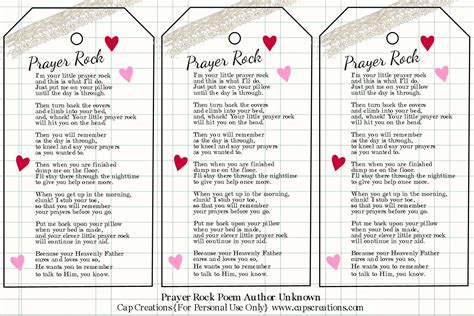 Prayer Rock Poem Free Printable